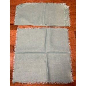 Vintage Blue Green Fringe-Edged Doily Set 16"x16" Square Fabric Accent Decor